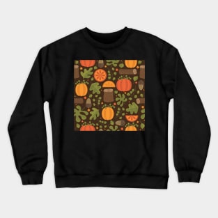 Autumn Pattern Pumpkins Leaves Acorns Crewneck Sweatshirt